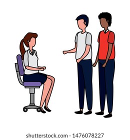 elegant business people workers seated in office chairs
