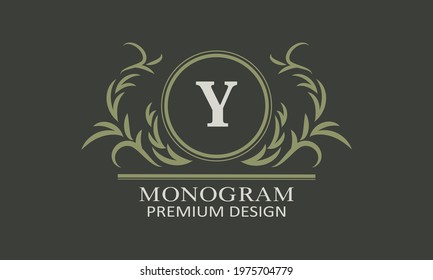 Elegant business sign with the letter Y. The monogram is identical for a restaurant, boutique, shop, cafe, hotel, label, etc.
