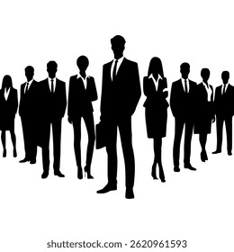 Elegant Business Silhouettes – Men and Women in Profile