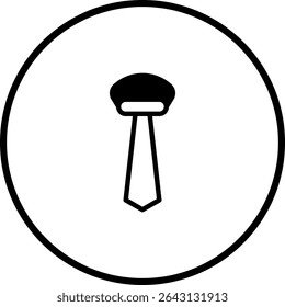 Elegant business tie icon in a round frame symbolizing professional attire