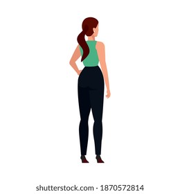 elegant business woman back standing character vector illustration design