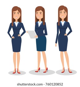 Elegant Business Woman Different Pose Stock Vector (Royalty Free ...