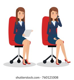elegant business woman in different pose