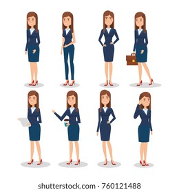 elegant business woman in different pose