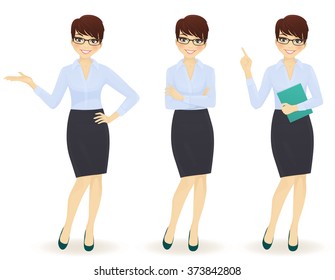 Elegant business woman in different poses