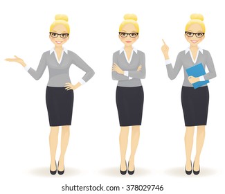 Elegant business woman in different poses