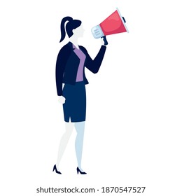 elegant business woman with megaphone character vector illustration design