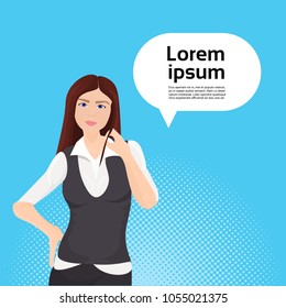 Elegant Business Woman Office Worker Over Copy Space Background