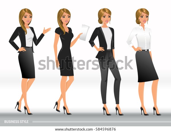 Lure Hong Kong slids Elegant business kvinder i formelle tøj. Stock-vektor (royaltyfri) 584596876