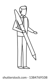 elegant businessman with big pen