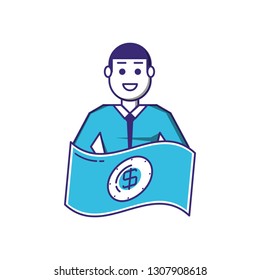elegant businessman with bill dollar