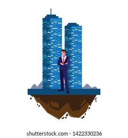 elegant businessman with building character