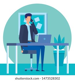elegant businessman calling with smartphone in the office