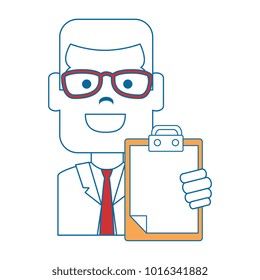 elegant businessman with checklist avatar character