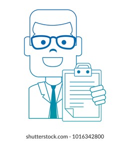 elegant businessman with checklist avatar character