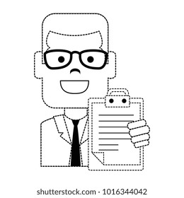 elegant businessman with checklist avatar character