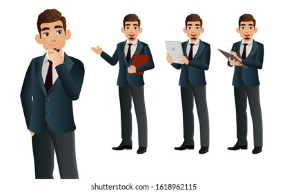 Elegant businessman with different poses