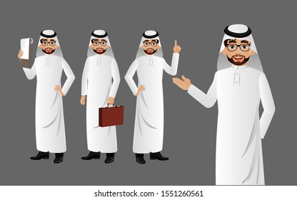 Elegant businessman with different poses. vector