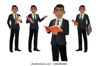 Elegant businessman with different poses. vector