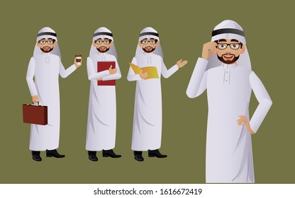 Elegant businessman with different poses. vector