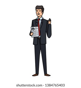 elegant businessman with document character