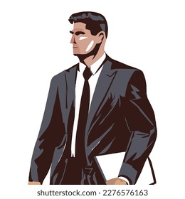 elegant businessman with documents character