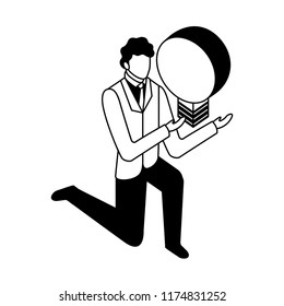 elegant businessman down on my knees with light bulb
