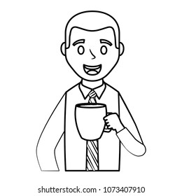 elegant businessman drinking coffee avatar character
