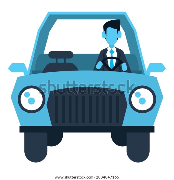 elegant businessman\
driving car character