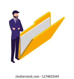 elegant businessman with folder document character
