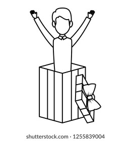 elegant businessman in gift box