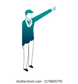 elegant businessman with hand up