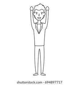 elegant businessman with hands up avatar character