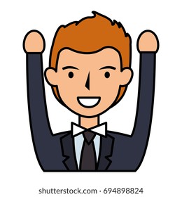 elegant businessman with hands up avatar character