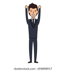 elegant businessman with hands up avatar character