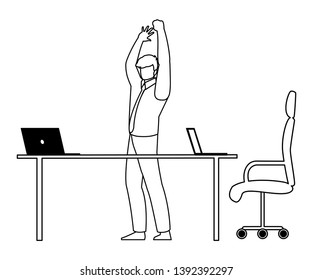 elegant businessman with laptop in desk office