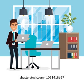 elegant businessman in the office scene