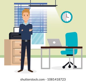 elegant businessman in the office scene