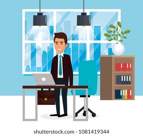 elegant businessman in the office scene