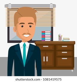 elegant businessman in the office scene
