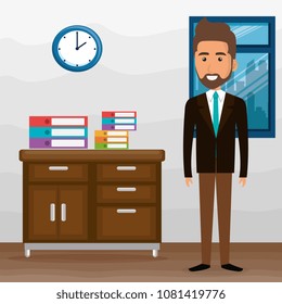 elegant businessman in the office scene