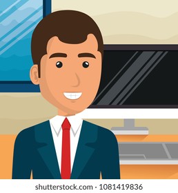 elegant businessman in the office scene