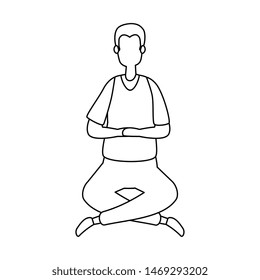 elegant businessman seated in lotus position