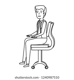 elegant businessman sitting in the chair