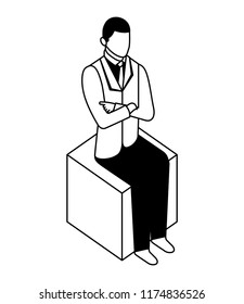 elegant businessman sitting character