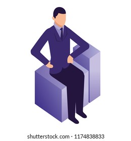 elegant businessman sitting character