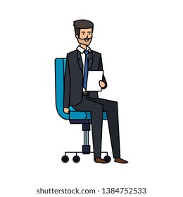 elegant businessman sitting in office chair