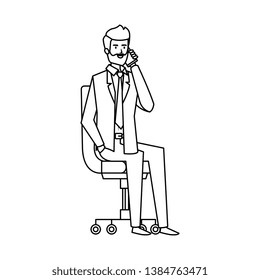 elegant businessman sitting in office chair