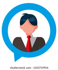 elegant businessman in speech bubble