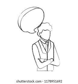 elegant businessman with speech bubble character icon